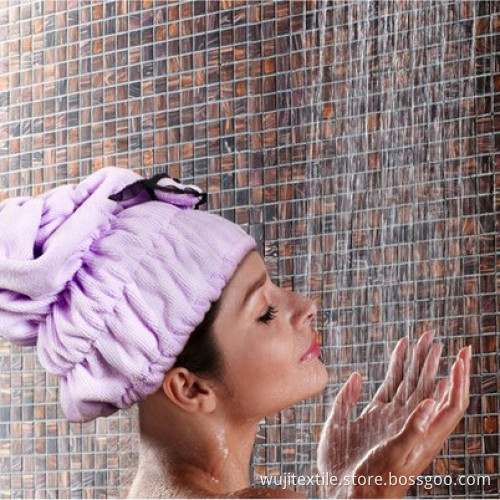 Microfiber Hair Drying Hat Hair Towel with Bowknot (WJ-H1104)